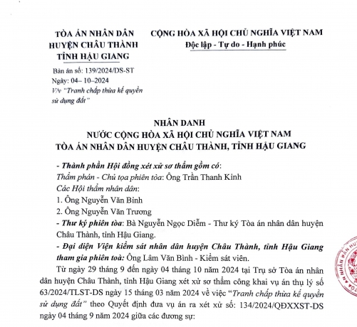 TRANH CHẤP ĐẤT TẠI HẬU GIANG: VỢ GIỮ ĐẤT, ANH EM CHỒNG ĐÒI CHIA THỪA KẾ